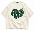 AYFE cream oversized tee with green print, design preview