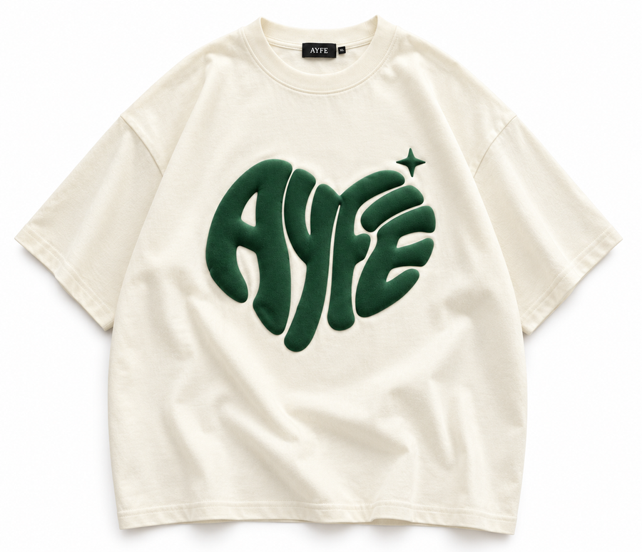 AYFE Oversized Tee | Cream / Green