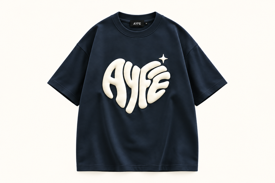 AYFE Oversized Tee | Navy / Cream