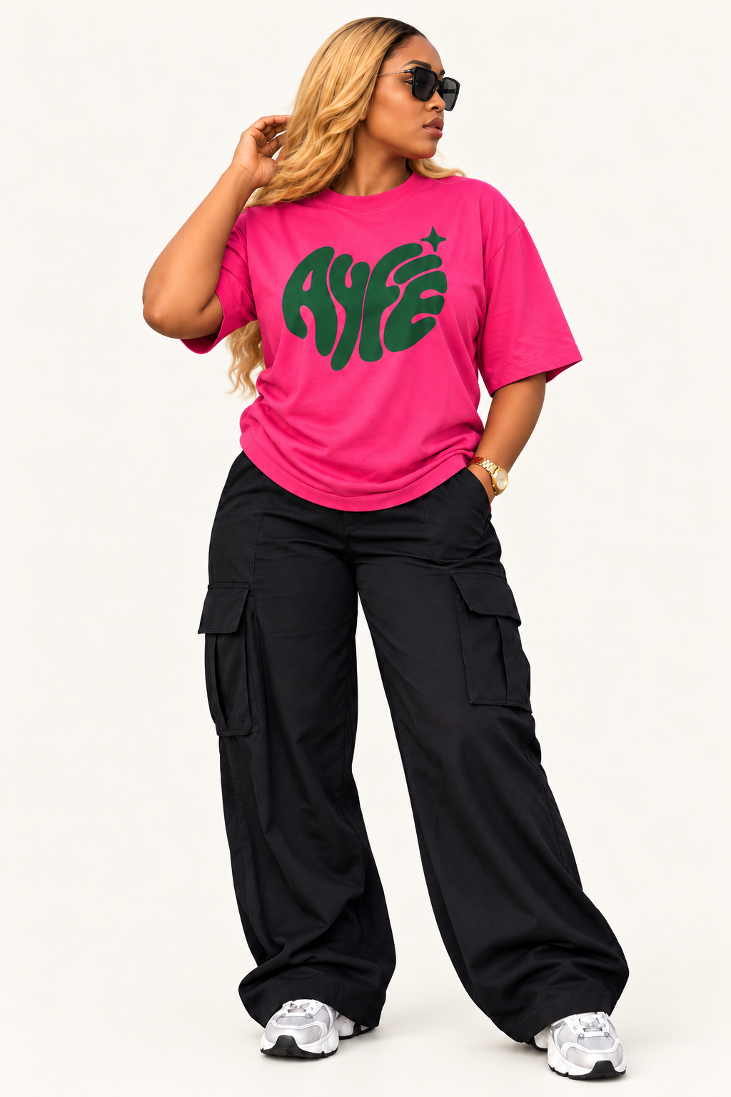 AYFE Oversized Tee | Pink / Green